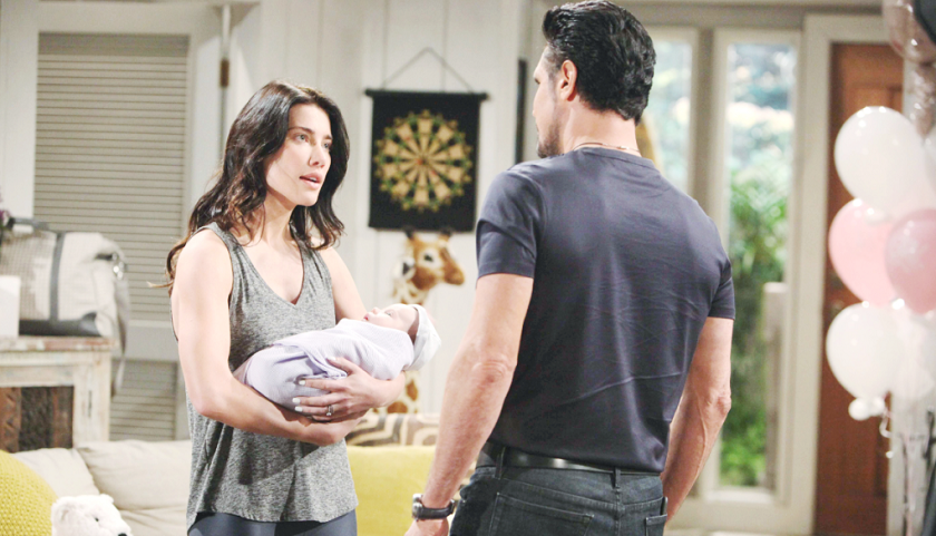 Bold And The Beautiful Poll: Steffy Forrester Holds Kelly As She Talks To Bill Spencer