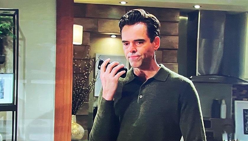 Young And The Restless: Billy Abbott Walks Around His Apartment Talking to His Phone