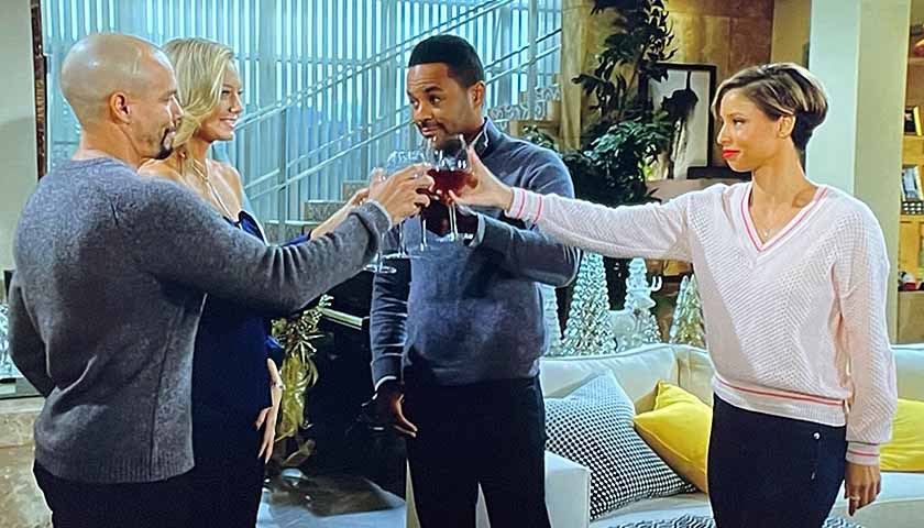 Y&R Scoop: Devon, Abby, Nate and Elena clink glasses