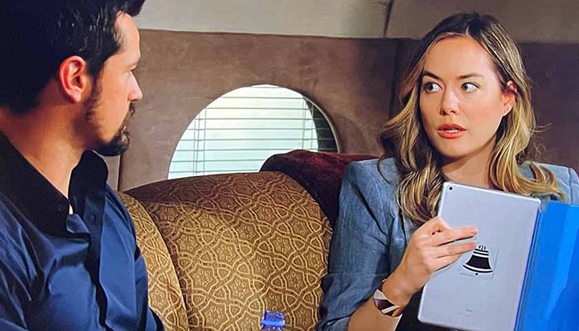 Bold And The Beautiful: Hope and Thomas sit on the Forrester jet