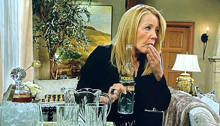 Young And The Restless: Nikki wipes vodka from her mouth as Victoria call her name