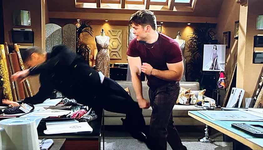 B&B Scoop: Zende falls on a desk after RJ punches him