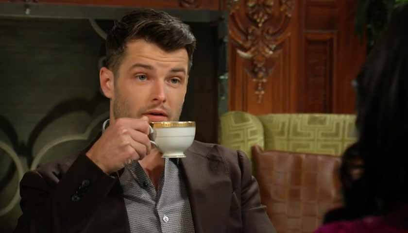 Y&R Scoop: Kyle sips a cup of coffee