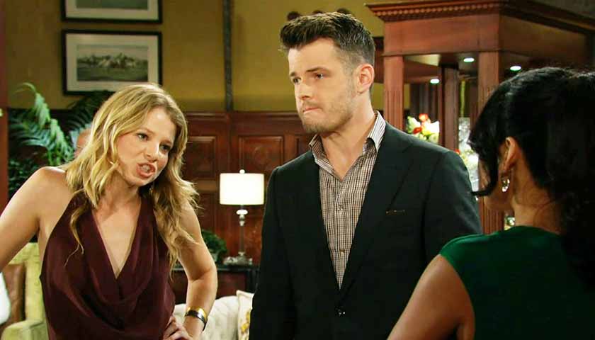 Y&R Scoop: Summer glares at Audra as an uncomfortable Kyle stands between them