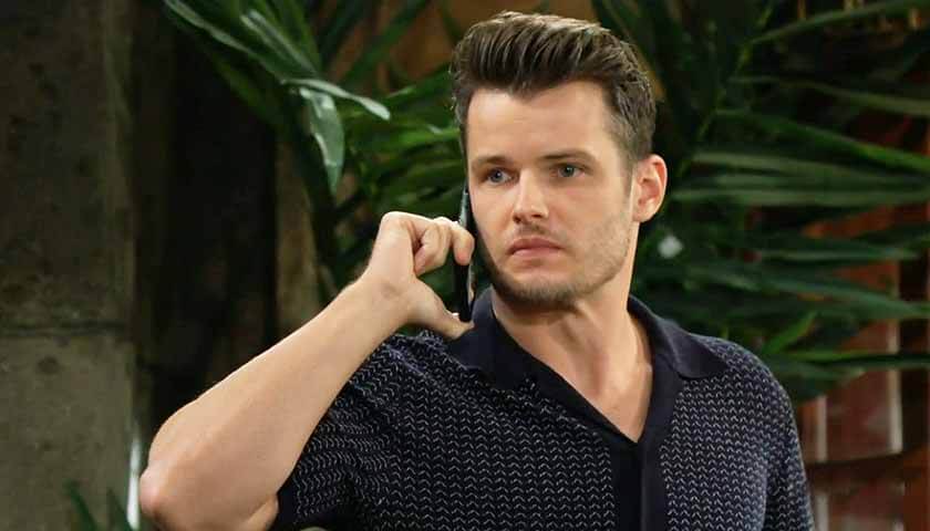 Young And The Restless: Kyle glares over at Audra as he's on the phone with Victor