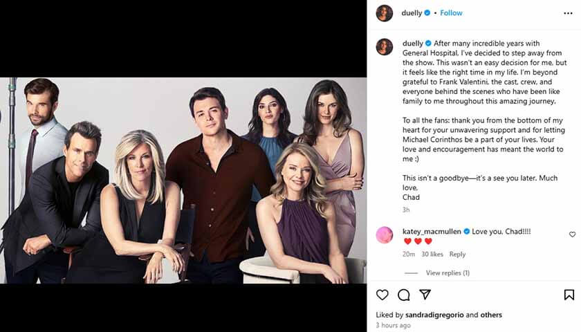 GH Scoop: Chad Duell's announcement on Instagram