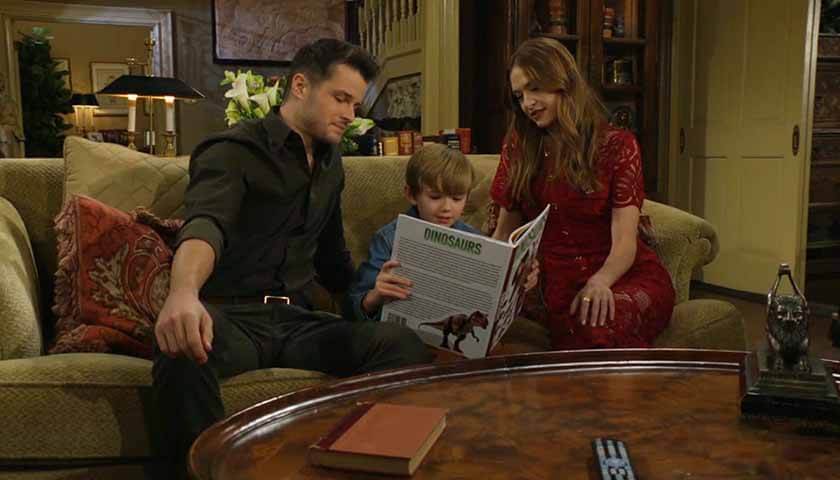 Y&R Scoop: Harrison reads a book about dinosaurs to Kyle and Claire