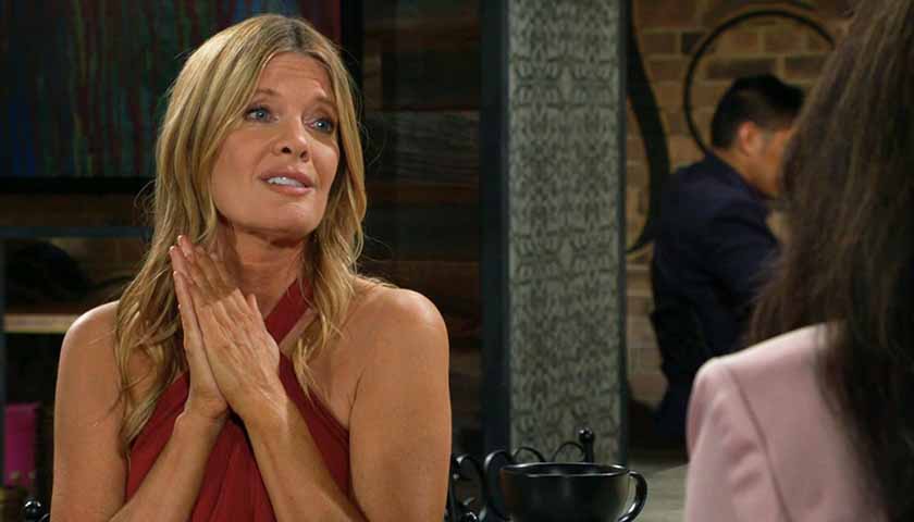 Young And The Restless: Phyllis puts hands to her neck as she speaks with Amanda