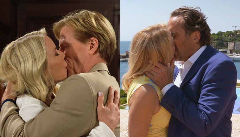 Bold And The Beautiful: Brooke kissing Nick and Brooke kissing Ridge