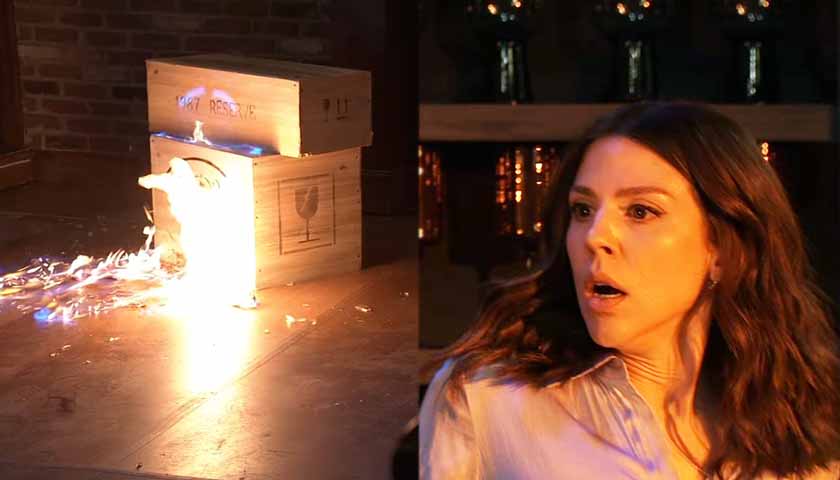 General Hospital Preview: A horrified Kristina watches flames consume crates of wine at Charlie's Pub