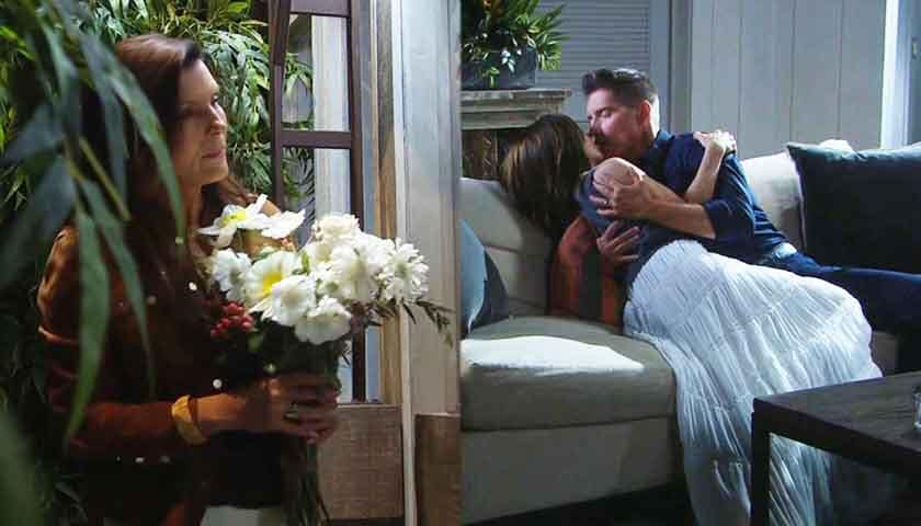 Bold And The Beautiful Spoilers: Sheila holds flowers as Deacon makes out with Taylor inside the cliff house
