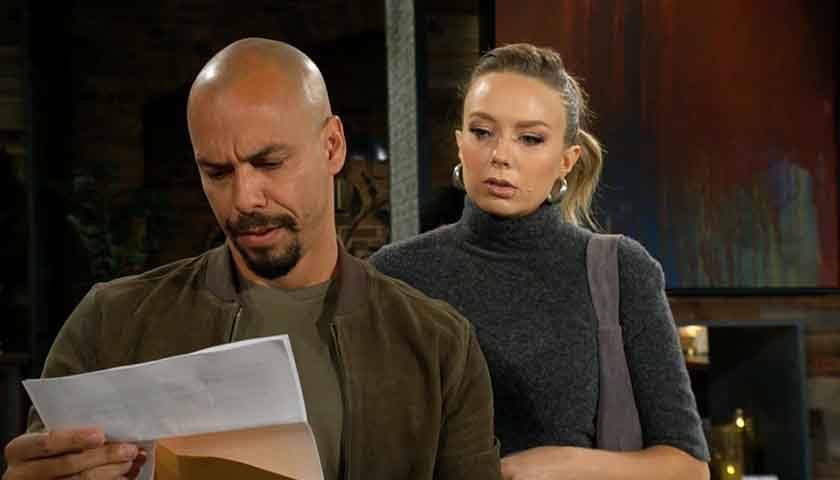 Y&R Scoop: Abby looks over Devon's shoulder as he reads letter from his lawyer