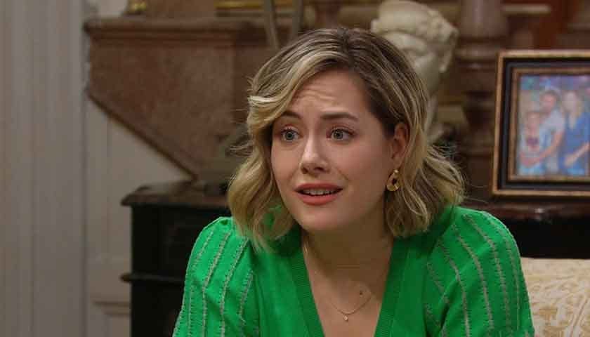 B&B Scoop: Hope sits on the couch at Brooke's place