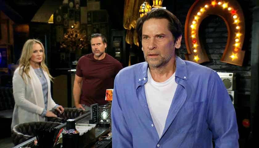 Young And The Restless: Sharon and Nick stare at Matt, as he stands behind the bar