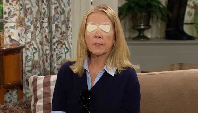 Y&R Scoop: Nikki tells Nick, Victoria and Claire she's trying to stay positive about bandages being removed