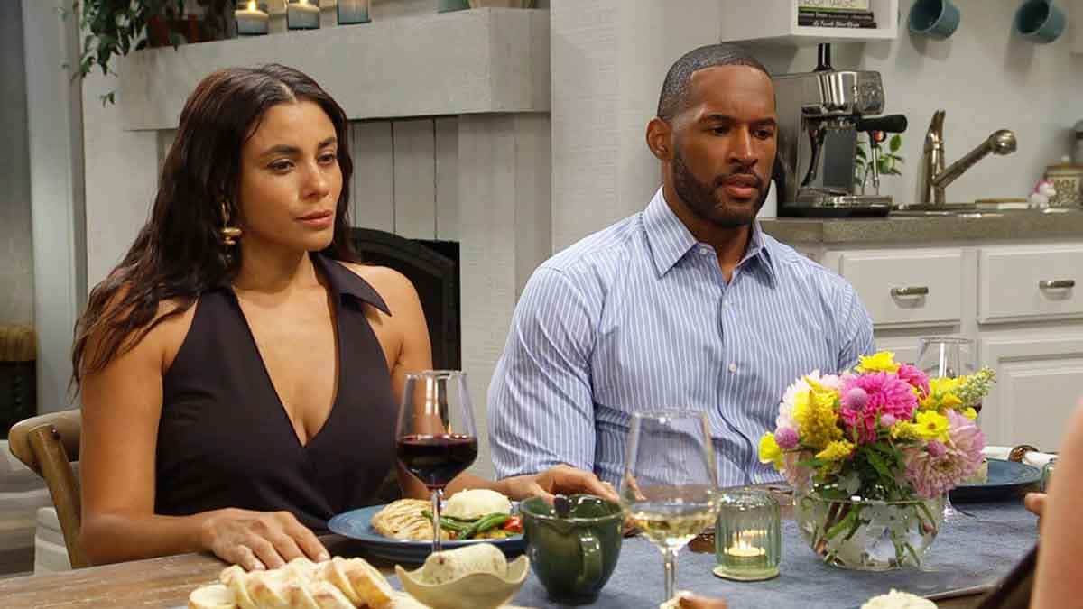 Carter and Daphne at dinner party on Bold and the Beautiful