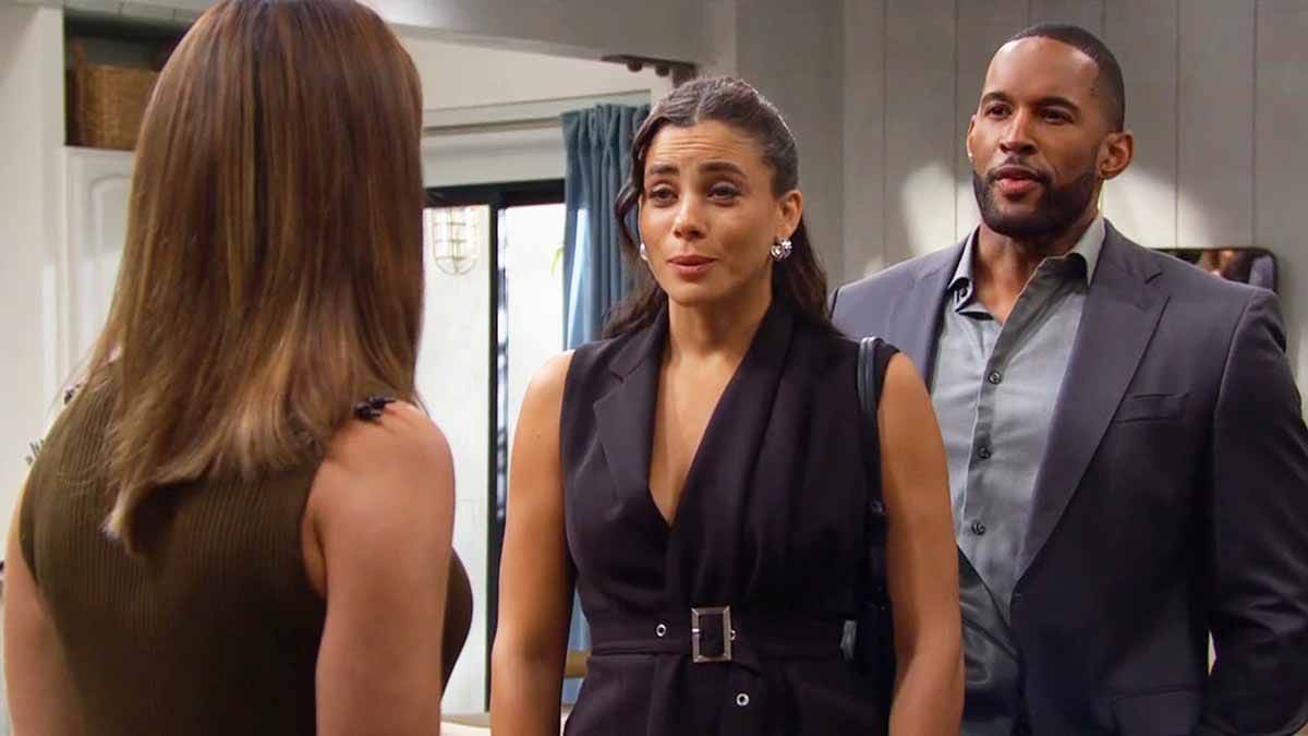 Steffy, Daphne and Carter at the cliff house on Bold and the Beautiful
