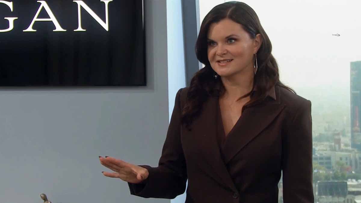 Katie in her office on Bold and the Beautiful
