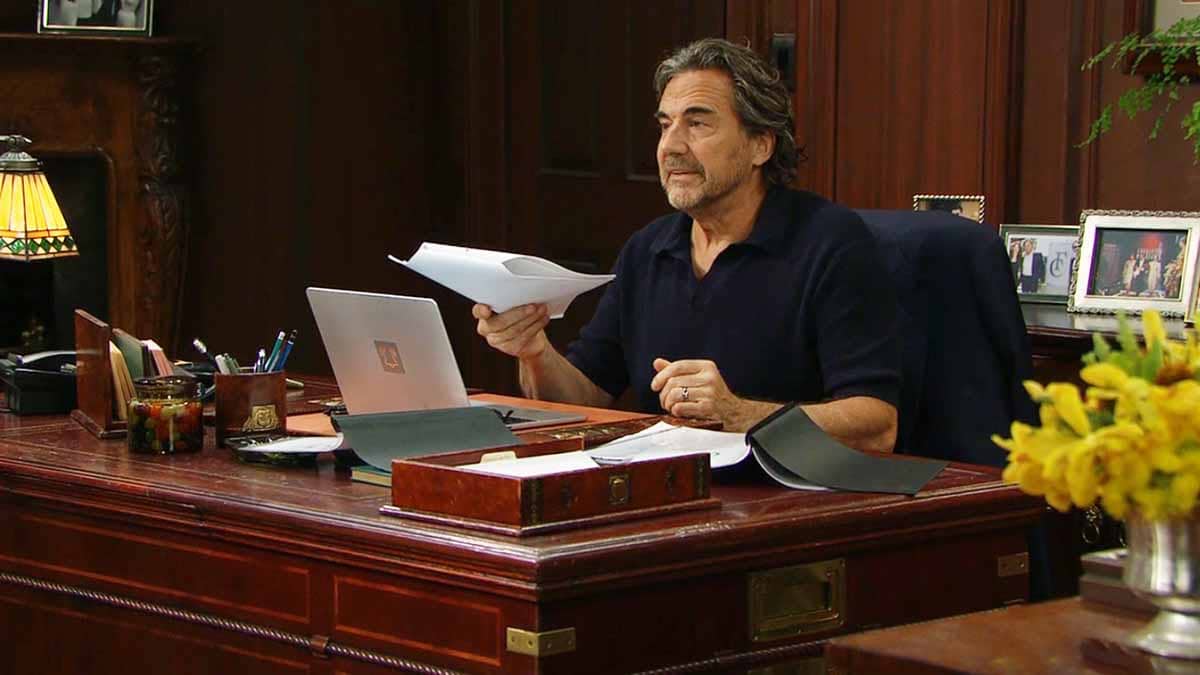 Ridge at his desk at work on Bold and the Beautiful
