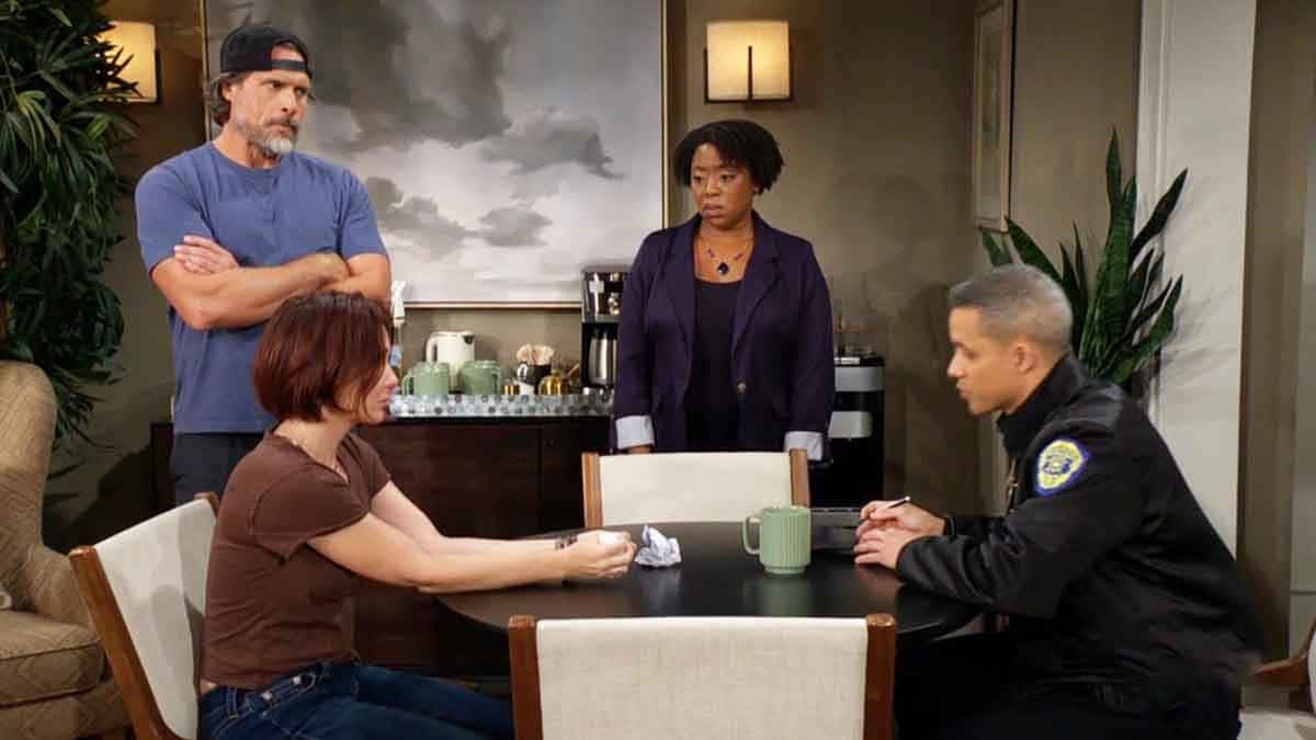 Marie, Nick, a cop and the director at rehab on Young and the Restless