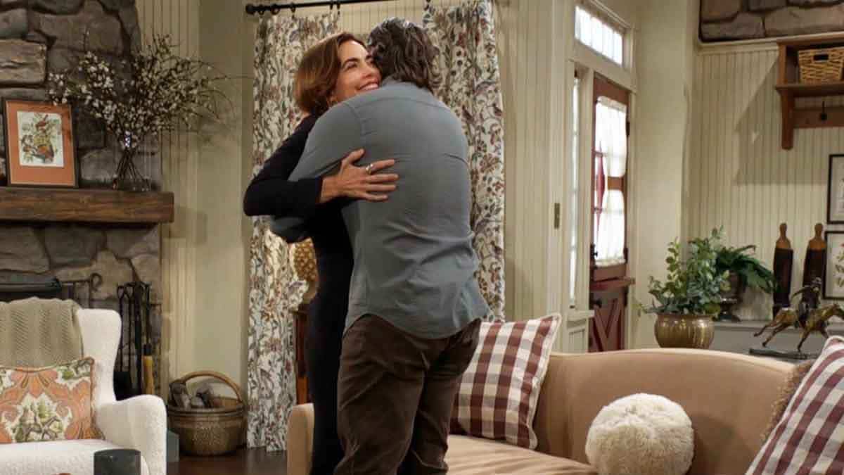 Victoria hugs Nick on Young and the Restless