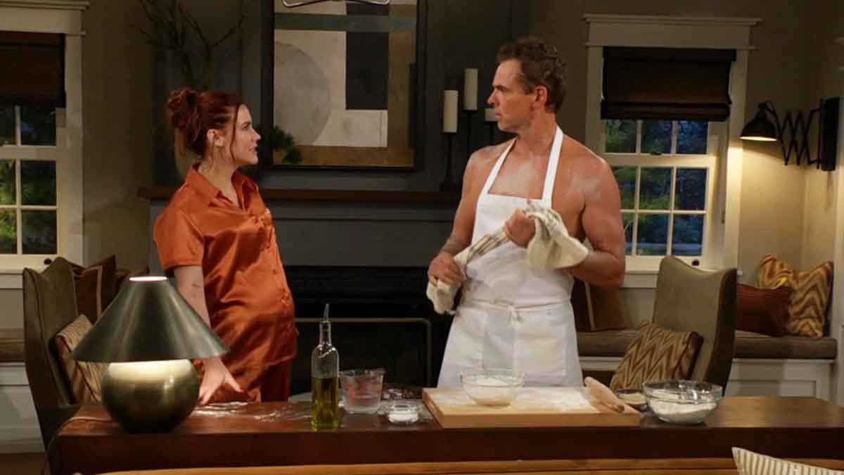 Sally and Billy make pizza at his place on Young and the Restless