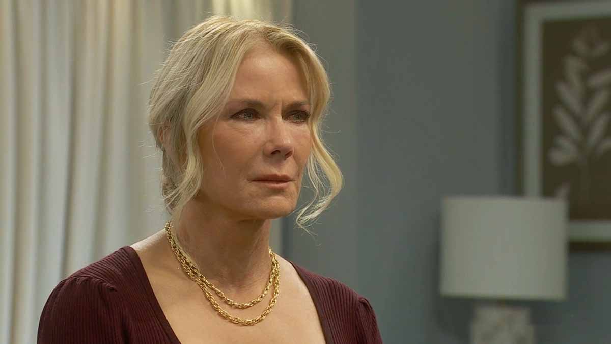 Brooke has tears in her eyes as she appeals to Katie on Bold and the Beautiful