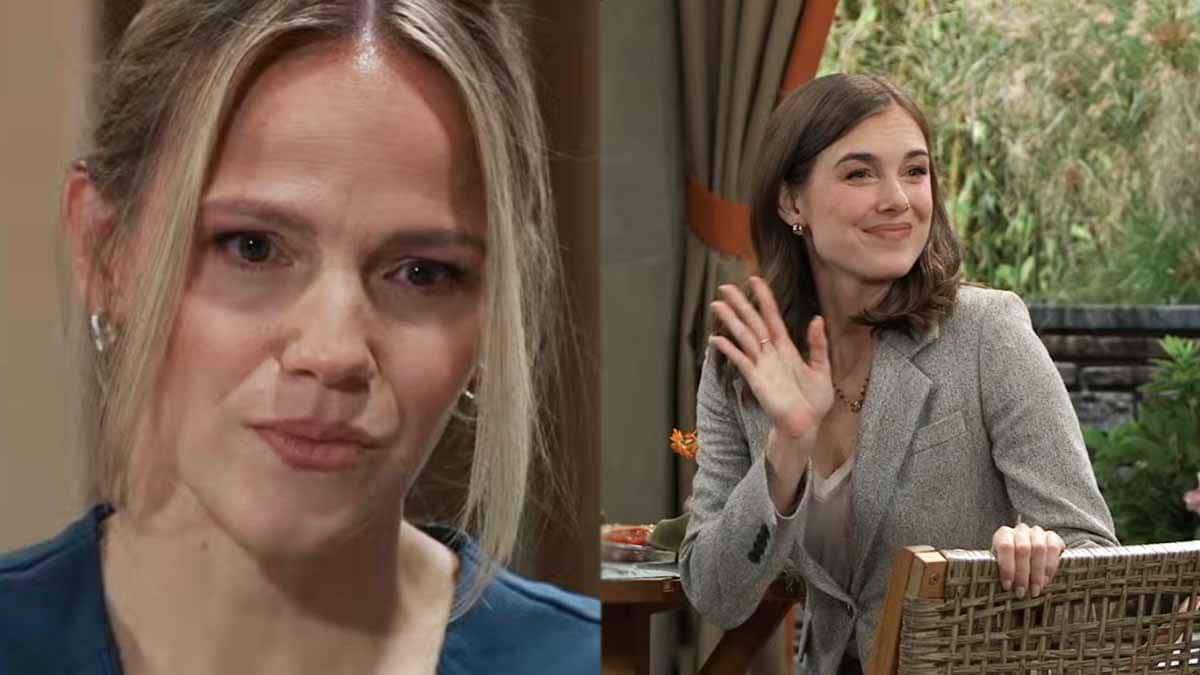 Lulu looks intense as Willow waves on General Hospital