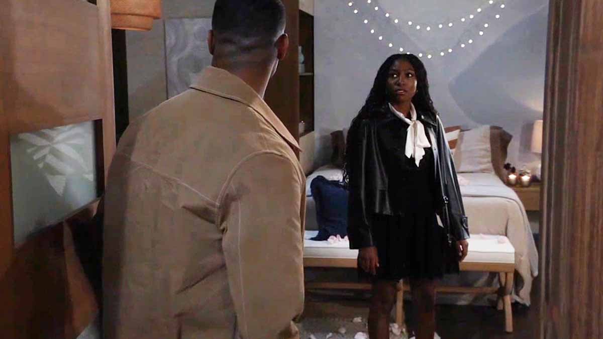 Quinn blocks Trina's way out on General Hospital