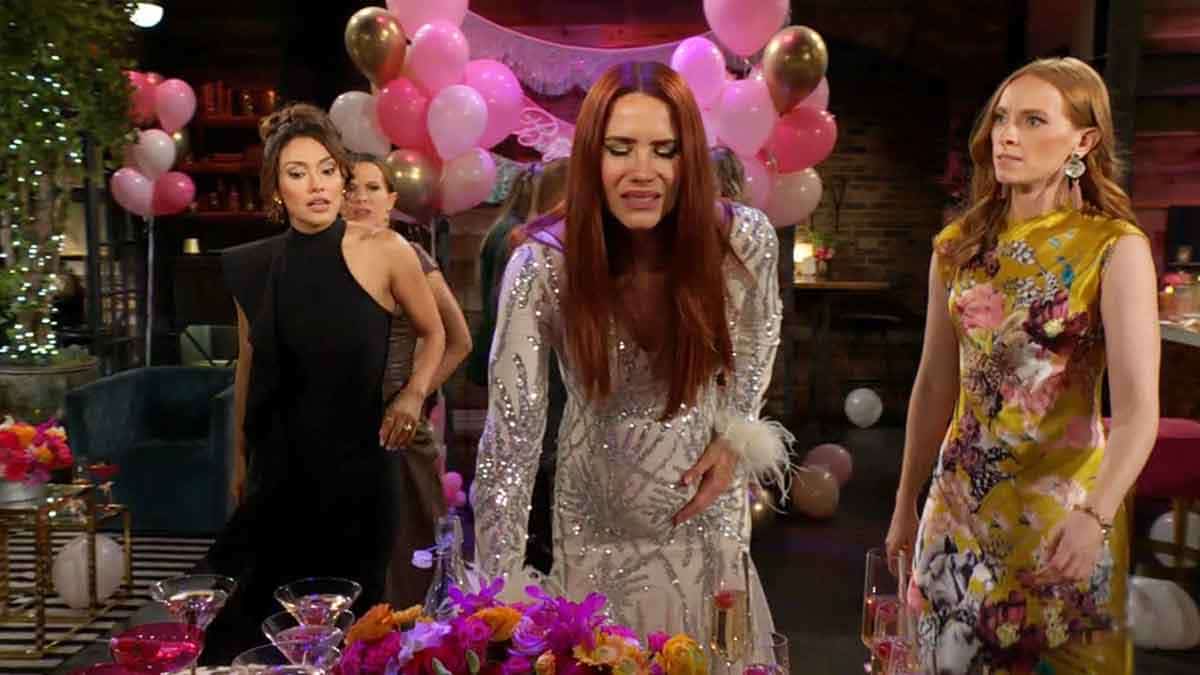 Sally holds her belly as Coco and Audra rush to her side on Young and the Restless