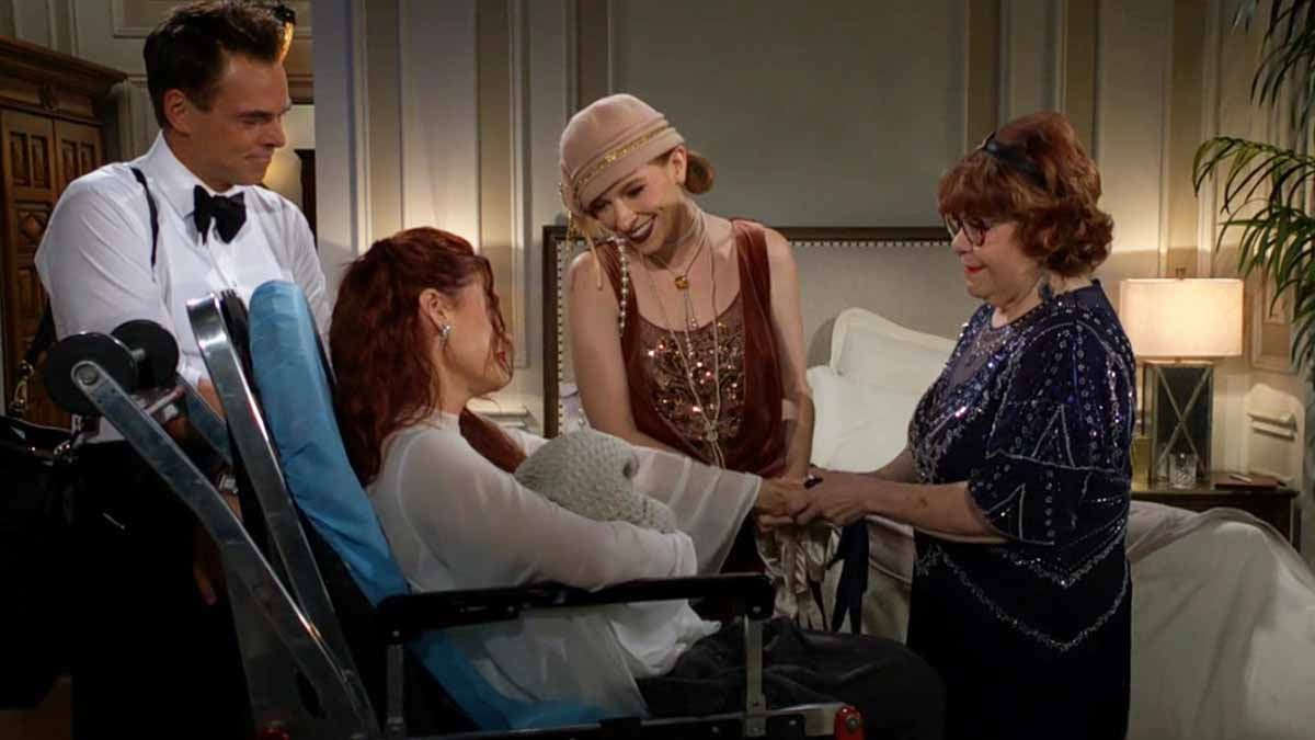Sally shares a moment with Coco and Grams on Young And The Restless