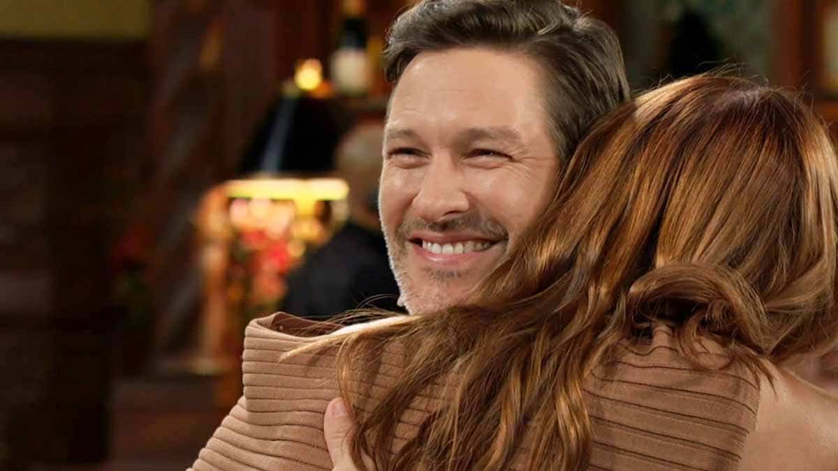 Daniel smiles as Phyllis embraces him on Young and the Restless