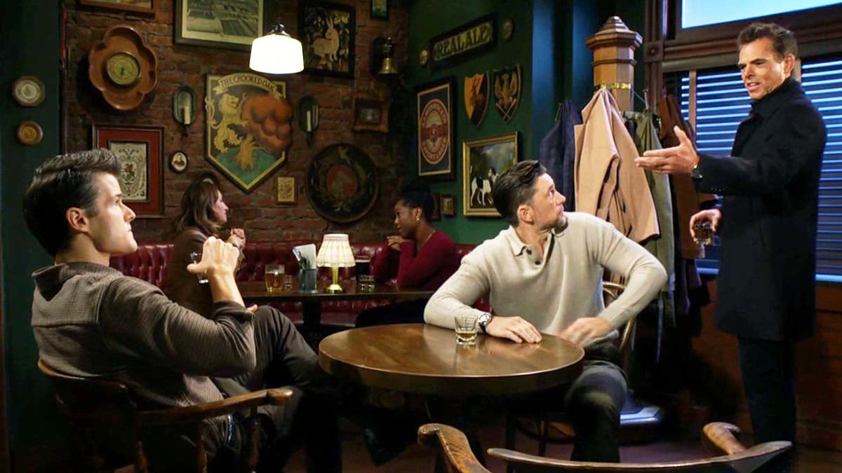 Billy's surprised to see Kyle at the pub with Cane on Young And The Restless