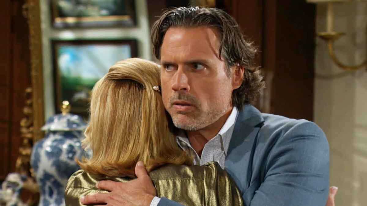 Nikki hugs Nick on Young and the Restless