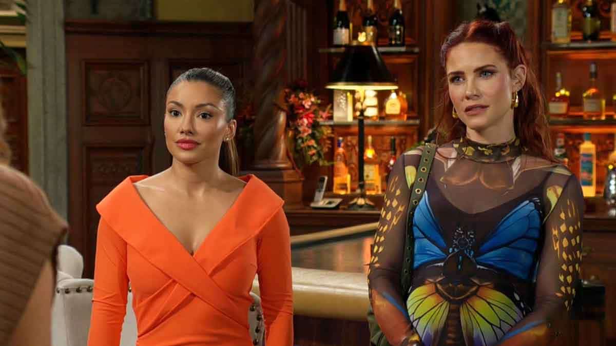 Audra and Sally stare at Phyllis on Young and the Restless