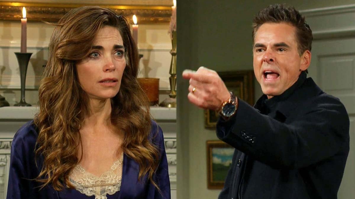 Billy points an angry finger at Victoria on Young And The Restless